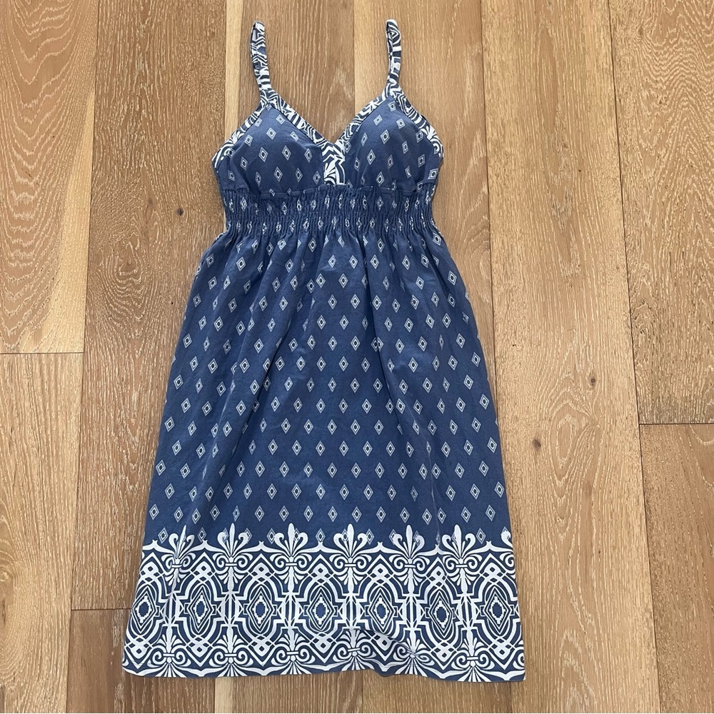 Athleta blue and white printed midi sundress